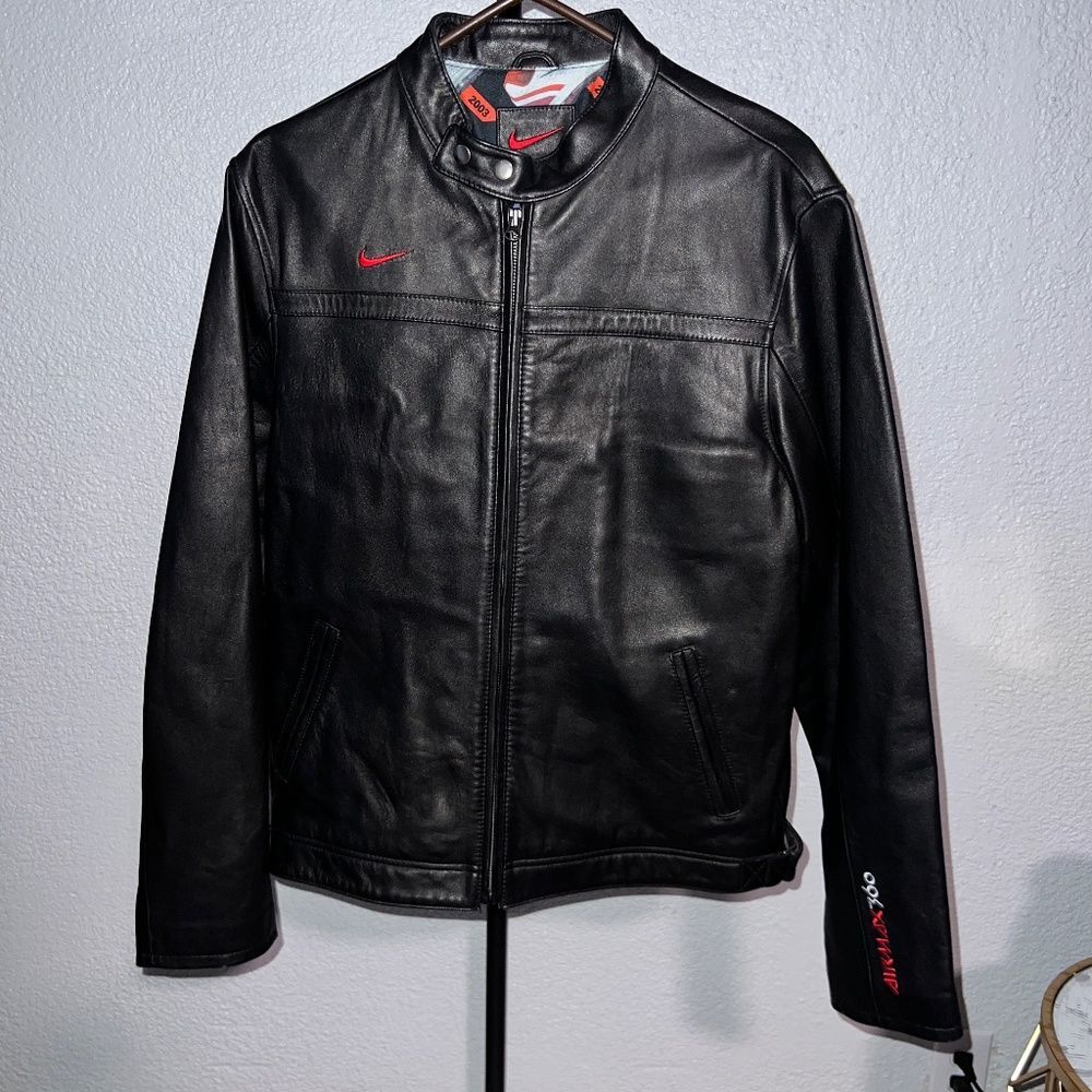 EUC NIKE Air Max 360 Sneakers Leather Cafe Racer Jacket